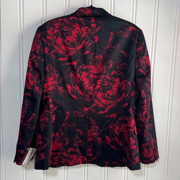 NWT JF J.Ferrar Red and Black Floral Blazer Mens 42 Short - Picture 5 of 9